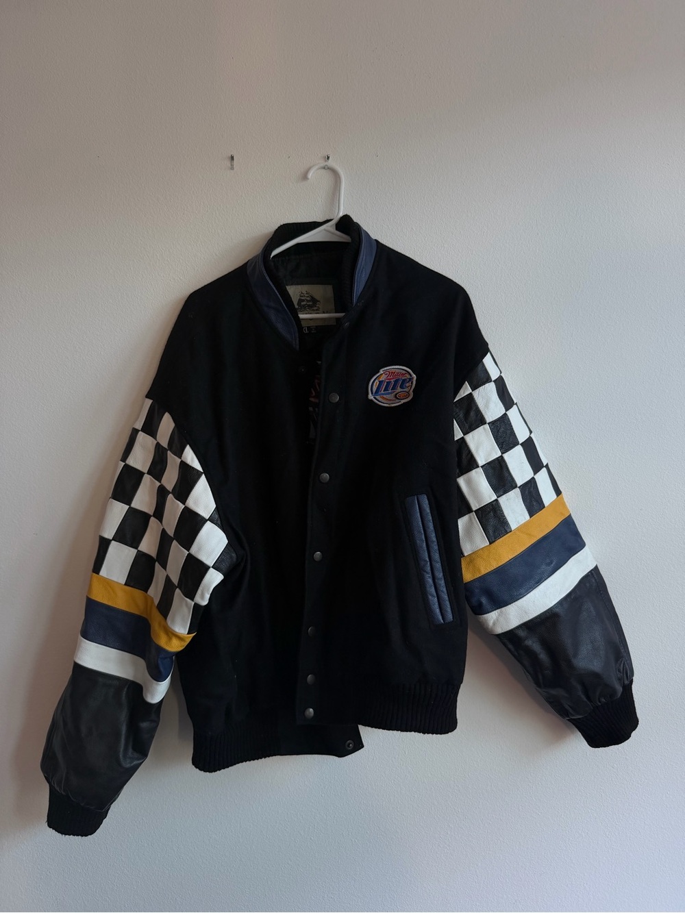GENUINE LEATHER VINTAGE MILLER LITE RACING JACKET